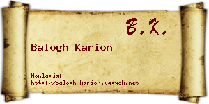 Balogh Karion névjegykártya